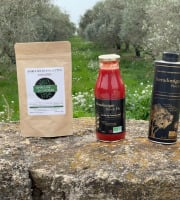 Serradimigni Père et Fils - Lot Découverte Huile d'olive 50cl, spiruline paillettes, coulis de tomates