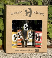 Micro brasserie Blessing - COFFRET CADEAU : 1 verre + 4 bières 33 cl : Noël, blonde, ambrée, blanche