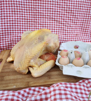 Ferme de Calès - Lot de 5 poulets de 1,7kg et de 6 oeufs