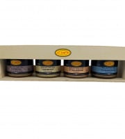 Etablissements JC David - Coffret Cadeau bois 4 rillettes : Hareng, Haddock, Saumon, Maquereau
