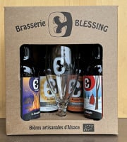 Brasserie Blessing - COFFRET CADEAU : 1 verre sérigraphié + 4 bières du moment en 33 cl