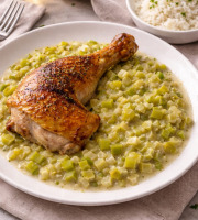 Le Paradis d'Escargot - Fondant de poireaux accompagnée d une cuisse de poulet