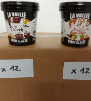 Les Glaces de la Vallée - PACK Mini crèmes glacées "la Vallée" 24 pots de120 ml (12 chocolat + 12 praliné)