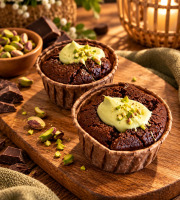 Traiteur Gourmet d'Alsace - Fondants au chocolat noir et insert crème de Pistaches 2 pièces