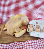 Ferme de Calès - Lot de 5 poulets de 1,9kg et de 6 oeufs