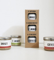 La Chikolodenn - Coffret kraft APEROCHIC (1 Rillettes de rouget, 1 rillettes de St Jacques et 1 crevette rôtie soja))