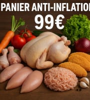 La Coussoyote - panier anti inflation comprenant des légumes, du miel, de la volaille entiére, découpé et transform
