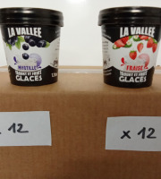 Les Glaces de la Vallée - PACK Mini yaourts glacés  "la Vallée" 24 pots de 120 ml (12 fraise + 12 myrtille)