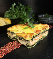 Thierry Salas, fumage artisanal - Lasagnes truite fumée, épinard et scamorzza