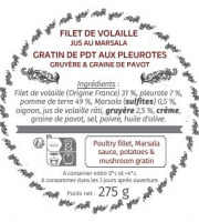 Les Bocaux du Bistrot - Filet de volaille, jus au Marsala, gratin de pommes de terre aux pleurotes, gruyère et graine de pavot