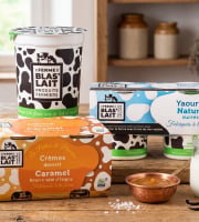 La Ferme de Blas'Lait - Lot crèmes desserts caramel beurre salé  x4 + yaourt nature sucrés x4 +  yaourt sucrés aromatisés x4