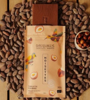 Chocolaterie Origines - Tablette fourrées BIO chocolat lait 38% praliné noisettes