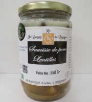 Les Bel' saveurs du Rouergue - SAUCISSE LENTILLE 550 Gr