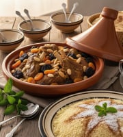 Le Paradis d'Escargot - Tajine d'agneau pruneaux abricots amandes pour 5 personnes