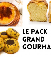 Maison Héron père et filles - Pack Grand gourmand - 1 flan 10 / 12 personnes - 1 brioche longue - 9 tigrés