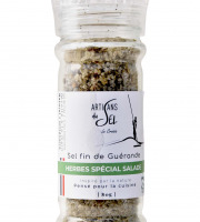 Artisans du Sel - Sel fin de Guérande aux Herbes Fraîches – Salade – Moulin Rechargeable 80g | Artisans du Sel