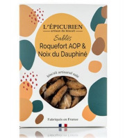 L'Epicurien - Biscuit Apéritif - Sablés Roquefort AOP & Noix du Dauphiné - 120g