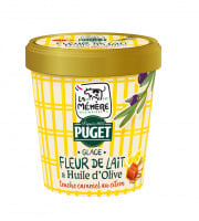 Les Glaces du Semnon - La Mémère - Glace Fleur de Lait & Huile d'Olive touche caramel au citron La Mémère