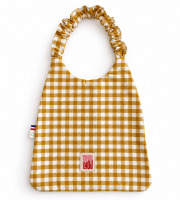 Timouny - Bavoir serviette élastique Vichy Curry « Trop chou »