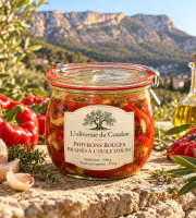 L'OLIVERAIE DU COUDON - POIVRON  ROUGE BRAISÉS A L'HUILE D OLIVE 500gr  net égouté 350gr