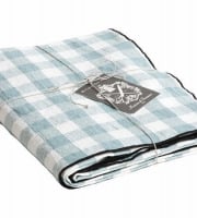 Maison de Vacances - Nappe Bourdon - Toile Mimi Vichy aqua noir - 145x145