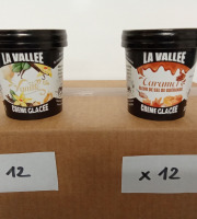 Les Glaces de la Vallée - PACK Mini crèmes glacées "la Vallée" 24 pots de120 ml (12 vanille + 12 caramel)