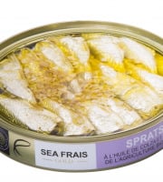 L'atelier Sea Frais - Sprats MSC dans l'huile de colza et ail d’origine biologique 120gx10