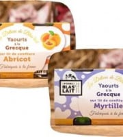 La Ferme de Blas'Lait - Lot Yaourts à la grecque sur lit de confiture Myrtille x4 + Abricot x4