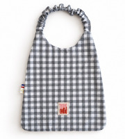 Timouny - Bavoir serviette élastique Vichy Gris « Trop chou »