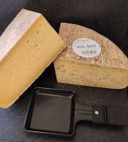 Ferme des Petits Monts - Lot Raclette fermière NATURE/AIL DES OURS BIO - 2x 1/4 de meule