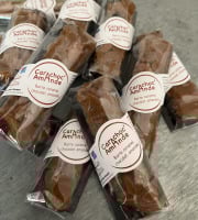 Les amandes et olives du Mont Bouquet - Carachoc amandes 40g - barre caramel tendre, chocolat noir et amandes