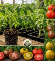 Nature et Saveurs - Ferme Aquaponique et Permacole Astérienne - Plants de tomates calibre moyen – mélange mycorhizé F1