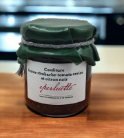 La table noire Eperluette - Confiture fraises Rhubarbe tomates et citron noir 225g