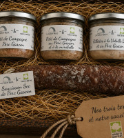 Terres de Bon Sens - Offre apéro rillettes, deux patés :campagne, mirabelle et un saucisson