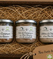 Terres de Bon Sens - Lot découverte une rillettes et deux pâtés : campagne, mirabelle