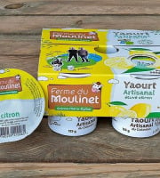 Ferme du Moulinet - 4 Yaourts étuvés au lait frais entier de la ferme*125g - Arôme naturel Citron