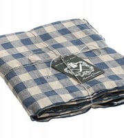 Maison de Vacances - Nappe Bourdon - Toile Vintage Vichy Bleu de Delft - 170x170