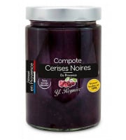 Conserves Guintrand - Compote De Cerises Noires Dénoyautées, Sans Sucres Ajoutés YR - Bocal 327 Ml