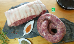 Terres En Vie - [Précommande] Cochon Mangalica Bio Mature (2 ans et demi d'élevage) - 1kg de Rôti et 500 g de Saucisse