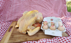 Ferme de Calès - Lot de 3 poulets de 1,9kg et de 6 oeufs