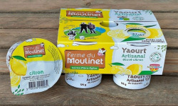 Ferme du Moulinet - 4 Yaourts étuvés au lait frais entier de la ferme*125g - Arôme naturel Citron
