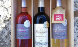 Château Haut-Lamouthe - Coffret Bois de 3 bouteilles : AOC Bergerac Rouge, Blanc et Rosé