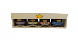 Etablissements JC David - Coffret Cadeau bois 4 rillettes : Hareng, Haddock, Saumon, Maquereau