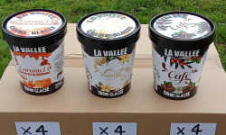 Les Glaces de la Vallée - PACK 4 VANILLE + 4 CAFE + 4 CARAMEL   "la Vallée"  de 500 ml