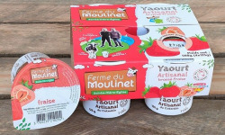 Ferme du Moulinet - 4 Yaourts au lait frais entier de la ferme*125g - brassés aux fraises (9%)