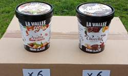 Les Glaces de la Vallée - PACK 6 CHOCOLAT + 6 PRALINE  "la Vallée"  de 500 ml
