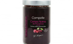 Conserves Guintrand - Compote De Cerises Noires Dénoyautées, Sans Sucres Ajoutés Yr - Bocal 580 Ml X8