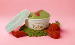 Sÿba - Glaces végétales - 120ml - Glace Thé Vert Matcha, Coulis de fraise