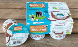 Ferme du Moulinet - 4 Yaourts étuvés au lait frais entier de la ferme*125g - Arôme naturel Noix de coco
