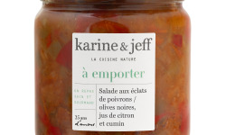 Karine & Jeff - Salade aux éclats de poivrons, olives noires, jus de citron et cumin